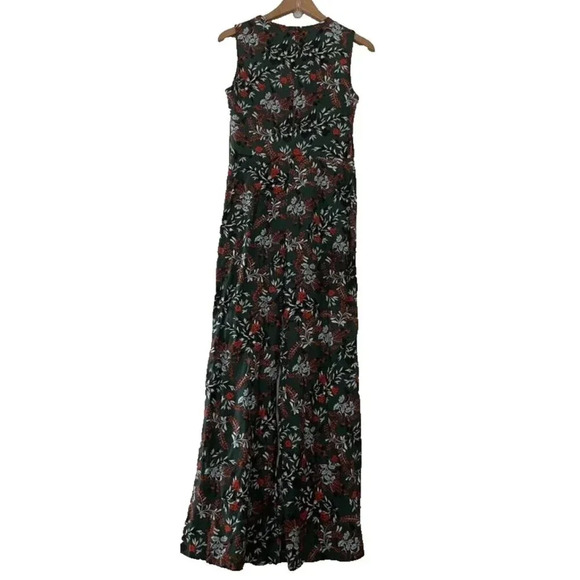 Maje Penny Green Botanical Wide Leg Zip Front Jumpsuit Size 38 (Medium) - Picture 2 of 6